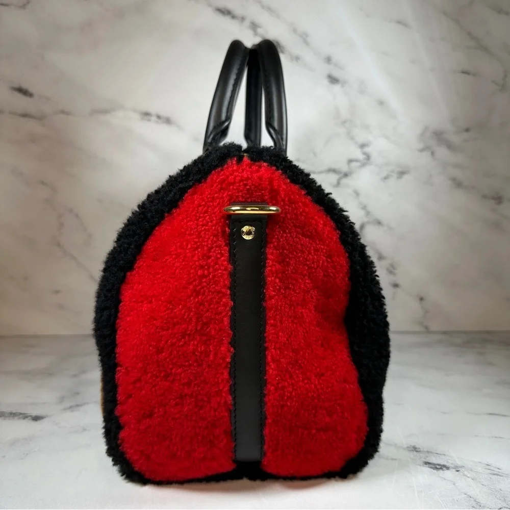 Louis Vuitton Teddy Speedy 25 red/black Monogram Shearling Bandouliere LV Bag - Picture 11 of 16